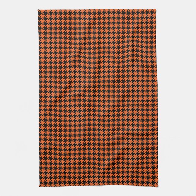 Houndstooth-Orange och svart Kökshandduk (Vertikal)