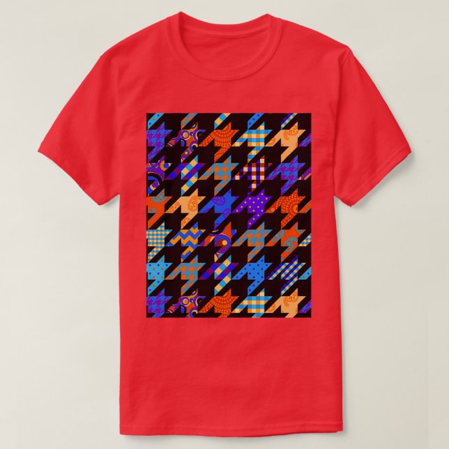 Houndstooth Patchwork stil Graphic T Shirt (Design framsida)