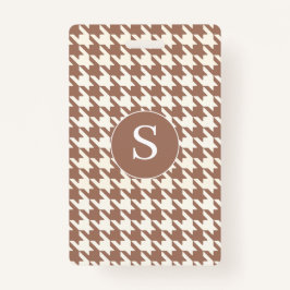Houndstooth Pattern Mocha Mousse and White