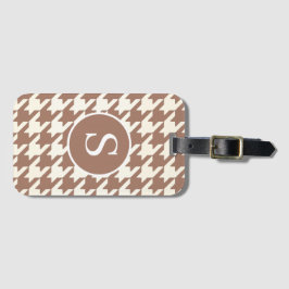 Houndstooth Pattern Mocha Mousse and White Bagagebricka
