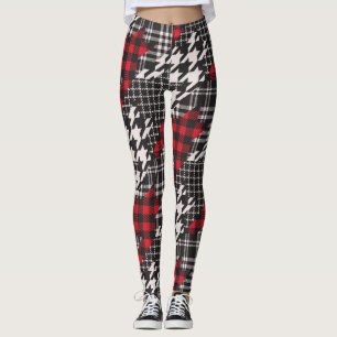 Houndstooth Play Mönster Patchwork Collage Leggings