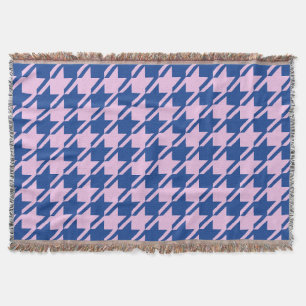 Houndstooth Rosa+Blue Big Mönster Filt