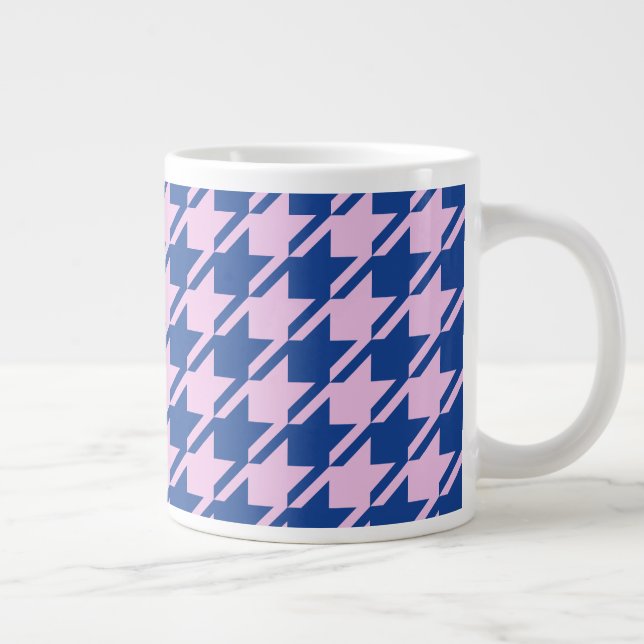 Houndstooth Rosa+Blue Big Mönster Jumbo Mugg (Höger)