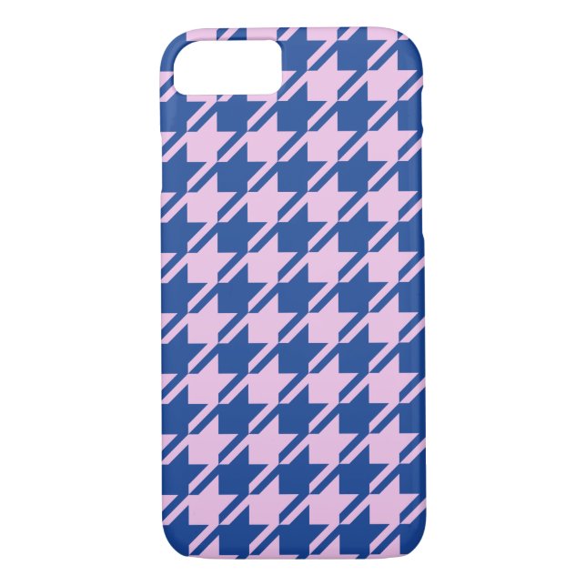 Houndstooth Rosa+Blue Mönster Case-Mate iPhone Skal (Baksida)