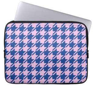 Houndstooth Rosa+Blue Mönster Laptop Fodral
