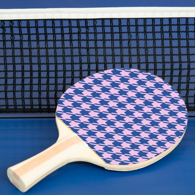 Houndstooth Rosa+Blue Mönster Pingisracket (Insitu)