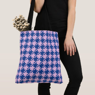 Houndstooth Rosa+Blue Mönster Tygkasse