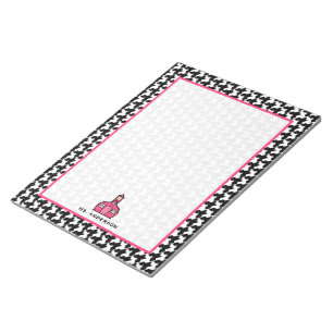 Houndstooth & rosa lärareanteckningsblock anteckningsblock