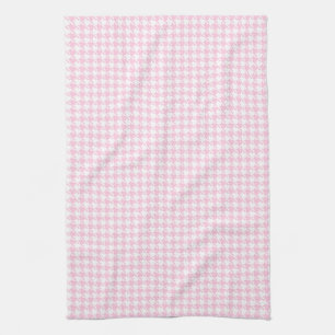 Houndstooth rosor och vit kökshandduk