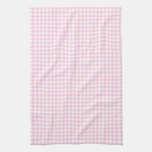 Houndstooth rosor och vit kökshandduk (Vertikal)