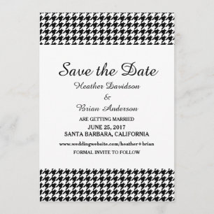 Houndstooth Save Date Inbjudan, Black Inbjudningar