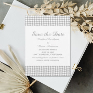 Houndstooth Save Date Inbjudan, Grått Inbjudningar