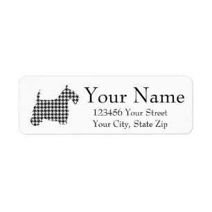 Houndstooth Scottie Returadress Etikett