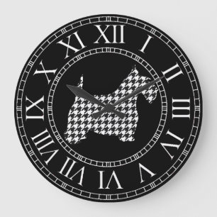 Houndstooth Scottiehund Stor Klocka