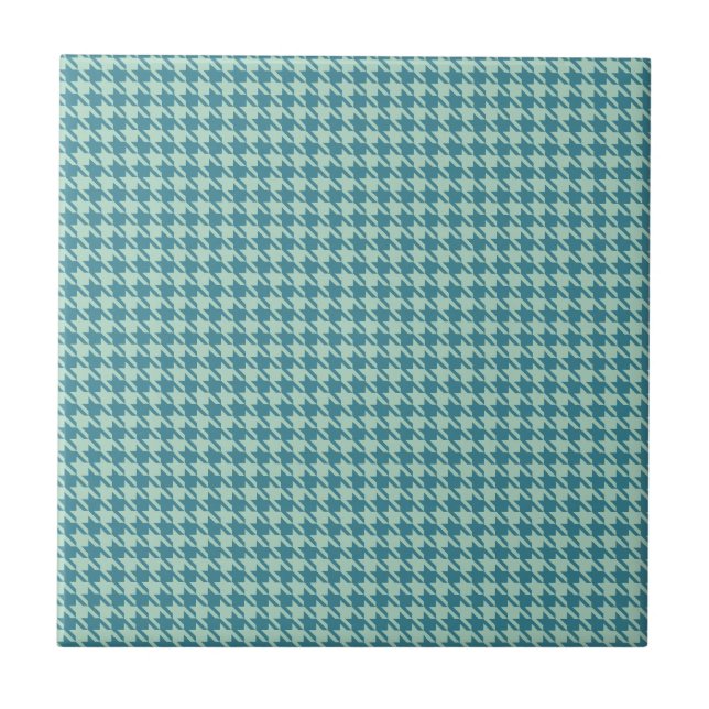 Houndstooth Seafoam och Teal Kakelplatta (Framsidan)