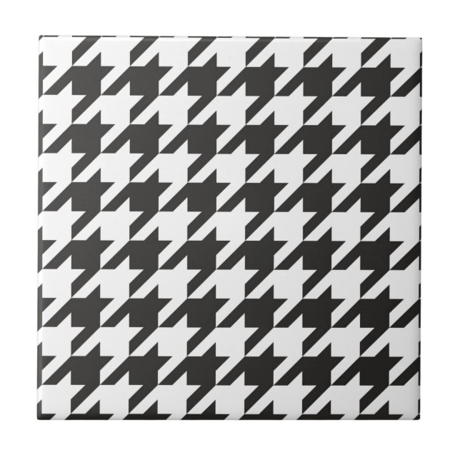 Houndstooth seamless grå färg, svartvitt mönster kakelplatta (Framsidan)
