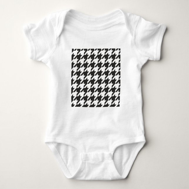 Houndstooth seamless grå färg, svartvitt mönster tee shirt (Framsida)