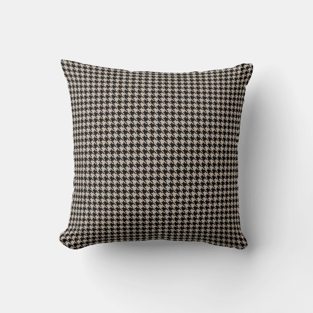 Houndstooth solbränna och svart kudde (Framsida)
