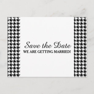 Houndstooth spara dateravykortet, svart meddelande vykort