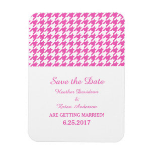 Houndstooth Spara datum magneter, Rosa Magnet