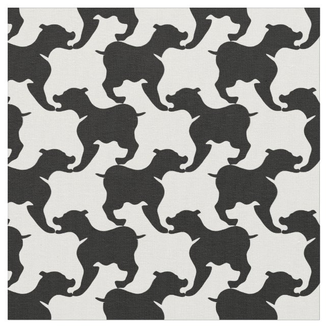 Houndstooth Stil Tesselation Black Hund Fabric Tyg (Närbild)