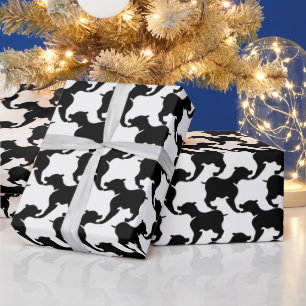 Houndstooth Stil Tesselation black Hund Silhouette Presentpapper