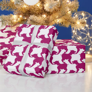 Houndstooth Stil Tesselation Rosa Hund Silhouette Presentpapper