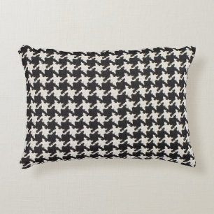 Houndstooth Svart Vitt Mönster Prydnadskudde