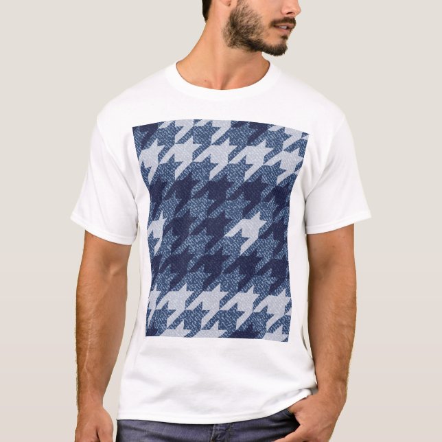 Houndstooth Tartan Jeans Bakgrundsdesign T Shirt (Framsida)