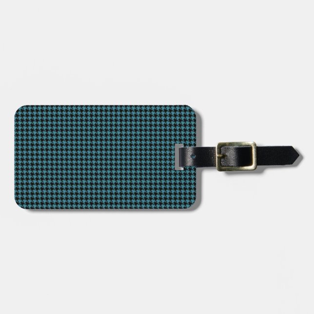 Houndstooth Teal and Black Bagagebricka (Horisontell Framsida)
