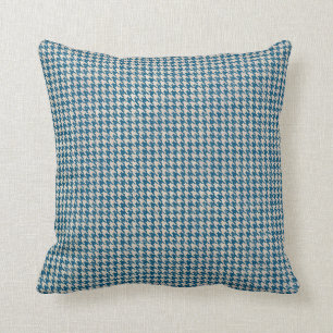 Houndstooth Teal Blue Mönster Kudde