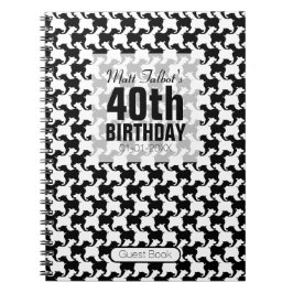 Houndstooth Tesselation Hund 40 födelsedagsgäst B Anteckningsbok