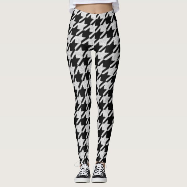 Houndstooth Weave Mönster Leggings (Framsida)