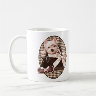 Houndstooth Westie valp Kaffemugg