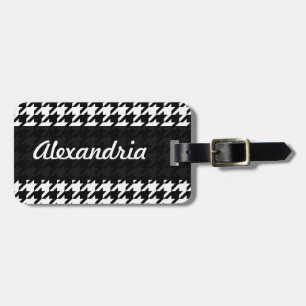Houndstooth White Black Decorative Art Mönster Bagagebricka