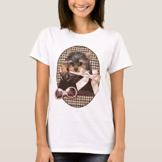 Houndstooth Yorkie valp T Shirt