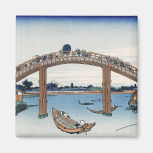 Housai  Mount Fuji sedd från nedanför Men's Bridge Magnet