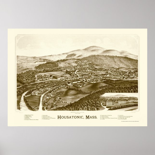 Housatonic, MORSA Panoramic Karta - 1890 Poster (Framsidan)