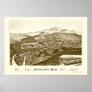 Housatonic panorama- karta för MORSOR - 1890 Poster