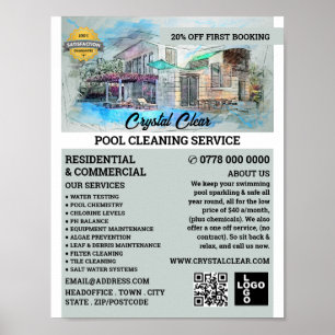 House Bassäng Sketch, Swimming Bassäng Städning Poster