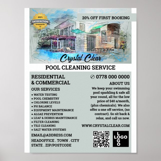 House Bassäng Sketch, Swimming Bassäng Städning Poster (Framsidan)