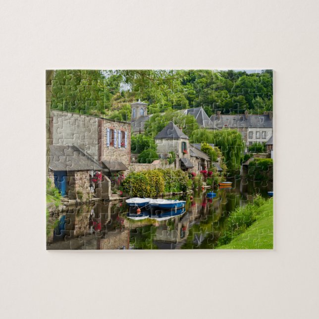House Boat Refltions Brittany Frankrike Travel Pussel (Horisontell)