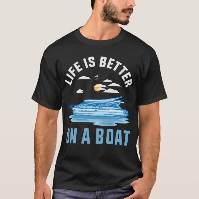 House Boat Sjö Boating T Shirt (Framsida)