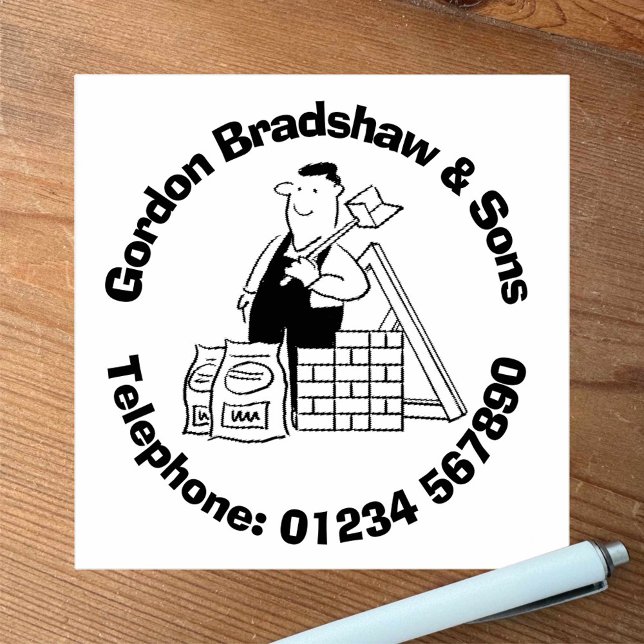 House Builder med Byggande material. Stämpel (Skapare uppladdad)