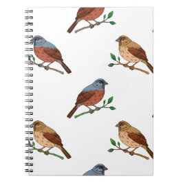 House Bunting Bird Pattern – Seamless Nature Desig Anteckningsbok