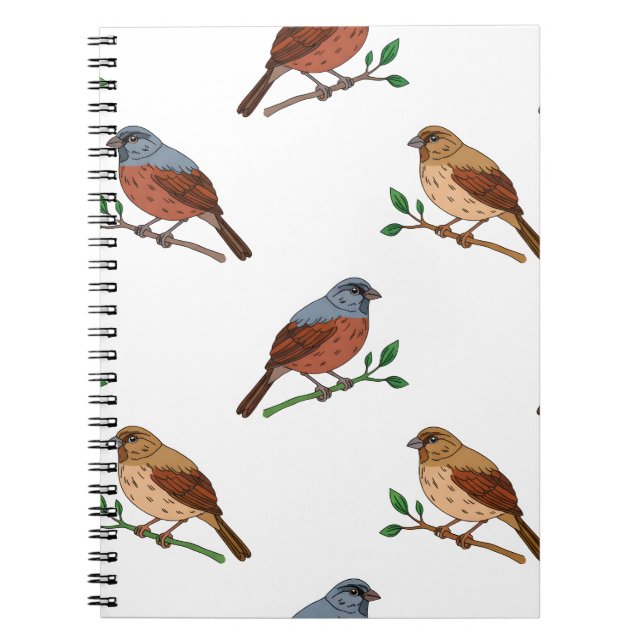 House Bunting Bird Pattern – Seamless Nature Desig Anteckningsbok (Framsidan)