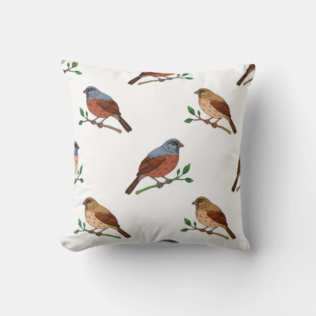 House Bunting Bird Pattern – Seamless Nature Desig Kudde (Framsida)