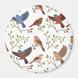 House Bunting Birds Square Mönster Magnet