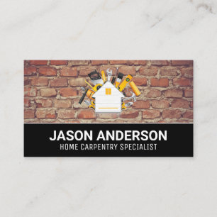House Carpentry Logotyp Brick Wall Visitkort