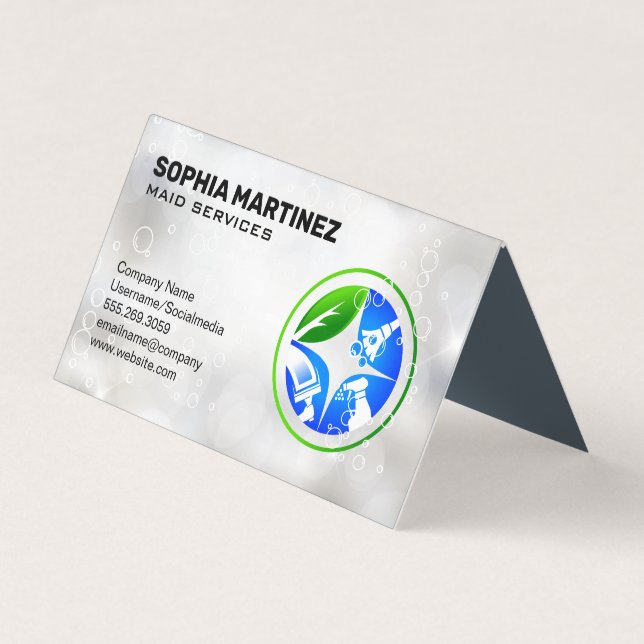 House Chores Städning ikoner | Soap Bubbles Visitkort (Framsida)